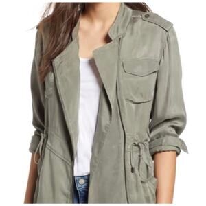 Rails Miles Utility Jacket in Sage Green Size Medium Cinch Waist